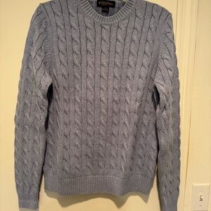 Brooks Brothers Men’s Light Blue Cable Knit Sweater – Size M – 100% Cotton